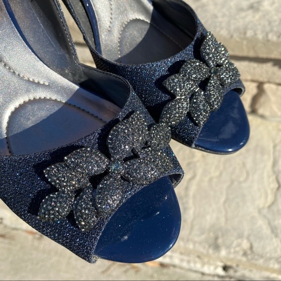 BANDOLINO NIELLA PUMP dark navy blue sparkly high heels Sz 8M - Picture 8 of 10